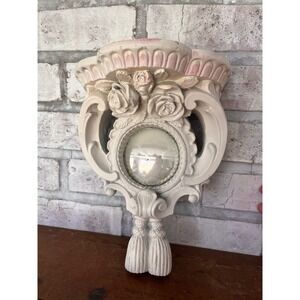 Vintage decorative wall sconce shelf featuring off-white finish w/ rose carvings